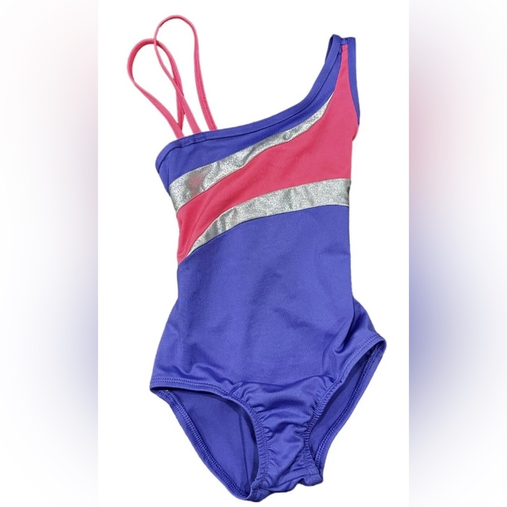 CIRCO Little Girls Dance Gymnastics Leotard Purple Pink Silver Sz XS 4/5